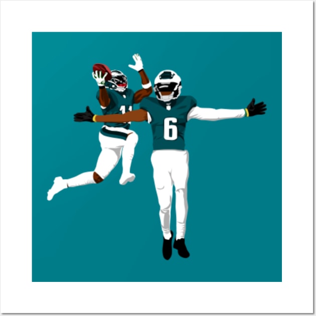 DeVonta Smith and A.J. Brown CelebratIon Wall Art by origin illustrations